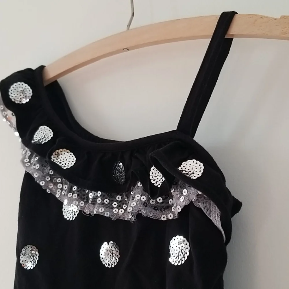 Justice Brand Girls Top Black & Silver sequins